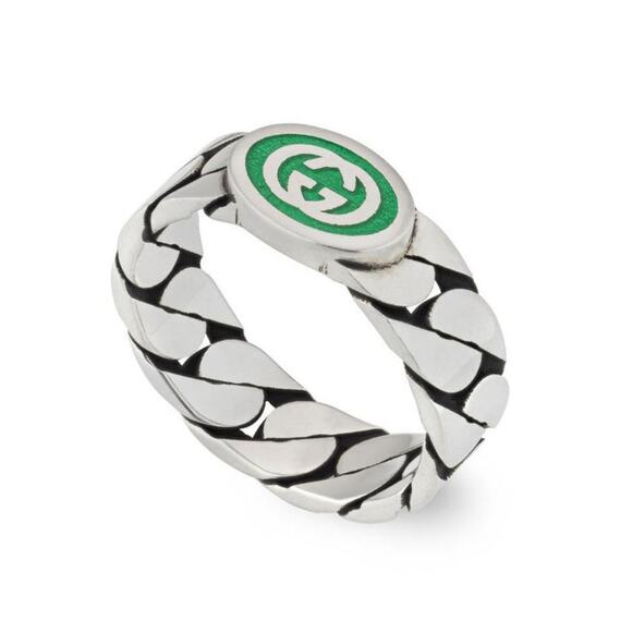 Gucci Interlocking G
Green Enamel Sterling Silver Ring w/COA - Picture 1 of 8